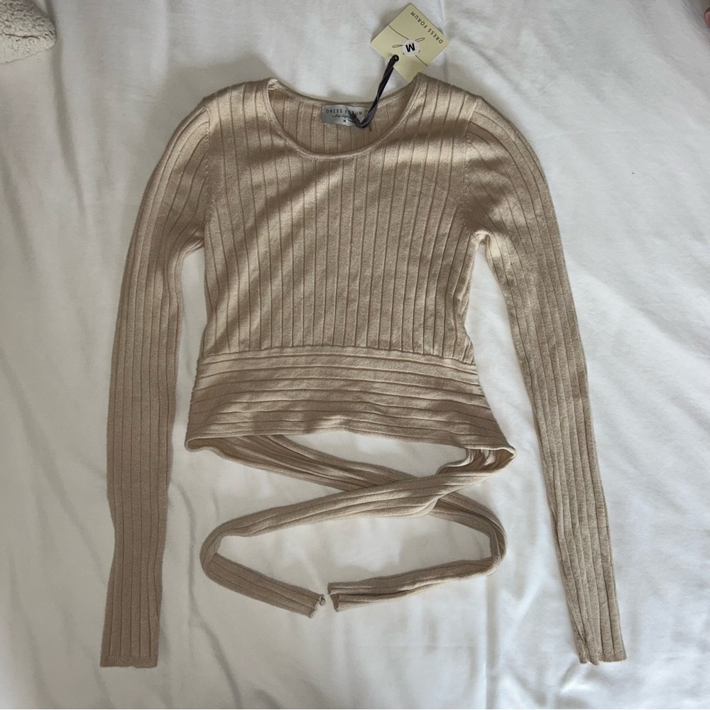 Long Sleeve Cropped Wrap Top